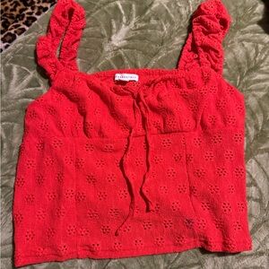 Aeropostale Red Eyelet Crop Top
